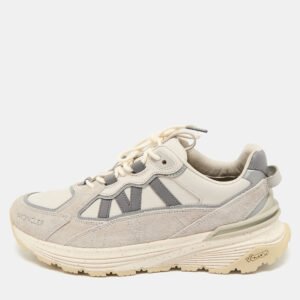 Moncler Grey Leather and Suede Lite Runner Sneakers Size 44
