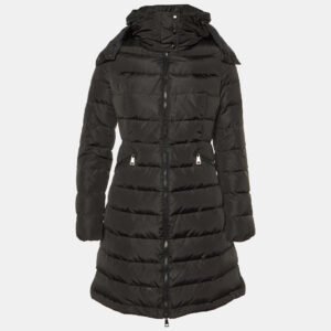 Moncler Black Nylon Flamette Quilted Coat XS