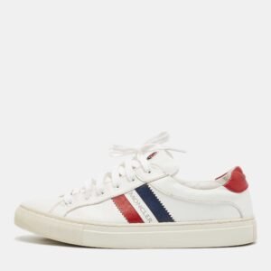 Moncler White Leather Ryegrass Sneakers Size 38.5