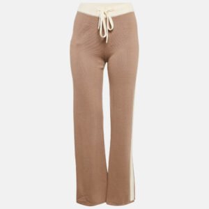 Monrow Dark Beige Knit Panel Detail Lounge Pants S