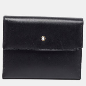 Montblanc Black Leather Meisterstuck Flap Compact Wallet