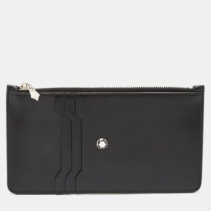 Montblanc Black Leather Meisterstuck Envelope Flat Clutch