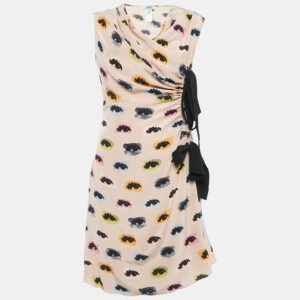 Moschino Cheap and Chic Pink Eye Print Silk Draped Midi Dress M