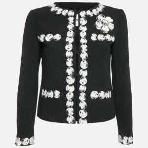 Moschino Cheap and Chic Black Stone Print Crepe Boxy Blazer S