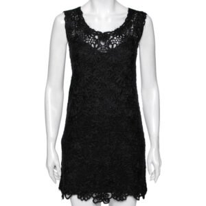 Moschino Cheap and Chic Vintage Black Floral Embroidered Sleeveless Dress S