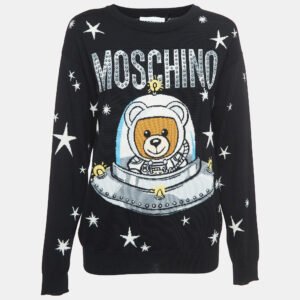 Moschino Couture Black Space Teddy Bear Wool Sweater XS