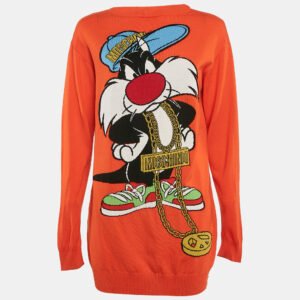 Moschino Couture X Looney Tunes Orange Intarsia Wool Sweater XS