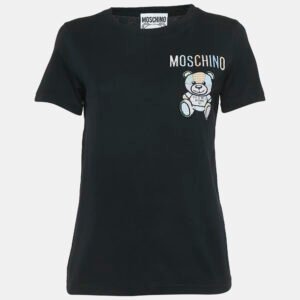 Moschino Couture Black Logo Embroidered Cotton Knit T-Shirt S