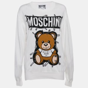 luxury-women-moschino-couture-used-clothes-p1149309-004 Moschino Couture White Teddy Print Cotton Crewneck Sweatshirt S