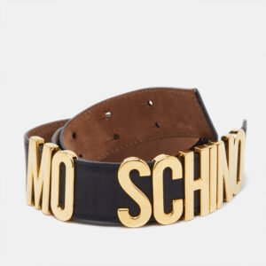 Moschino Black Leather Classic Logo Belt 80CM