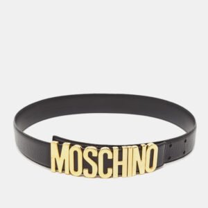 Moschino Black Leather Classic Logo Waist Belt