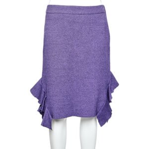 Moschino Purple Textured Wool & Silk Ruffled Mini Skirt M