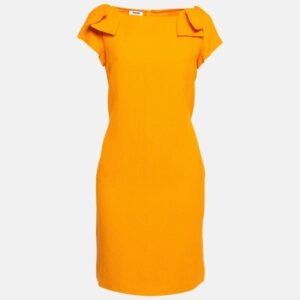 luxury-women-moschino-used-clothes-p958017-1711599790-004 Moschino Orange Textured Cotton Blend Tulip Petal Sheath Dress M