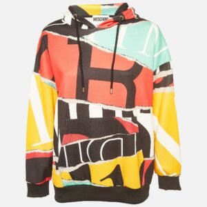 Moschino Multicolor Printed Jersey Oversized Hoodie S