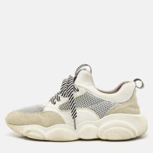 Moschino Multicolor Suede and Mesh Fluo Teddy Sneakers Size 36