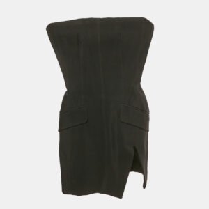 MUGLER Black Gabardine Strapless Mini Dress S