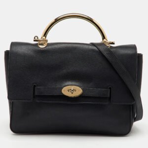 Mulberry Black Leather Medium Belted Bayswater Top Handle Bag