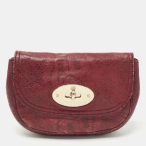 Mulberry Burgundy Python Embossed Leather Lily Pouch