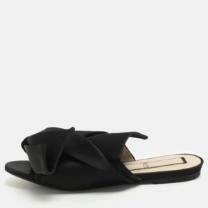 n&deg;21 black satin knot flat mules size 38