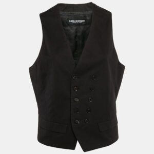 Neil Barrett Black Cotton Blend Single Breasted Button Detail Vest L