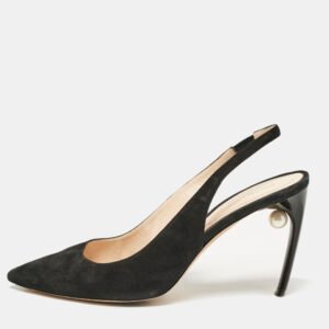 Nicholas Kirkwood Black Suede Mia Slingback Pumps Size 39