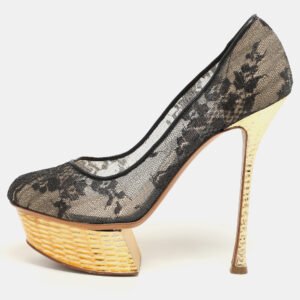 Nicholas Kirkwood Black Lace Platform Pumps Size 37.5