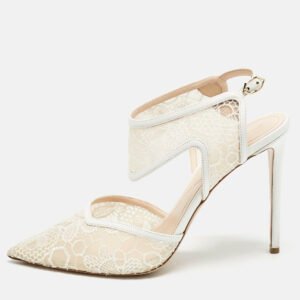 luxury-women-nicholaskirkwood-used-shoes-p1152333-010 Nicholas Kirkwood White Lace and Leather Leda Pumps Size 39.5