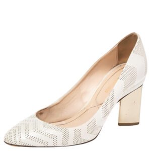 Nicholas Kirkwood White Perforated Leather Briona Prism Pumps Size 36.5