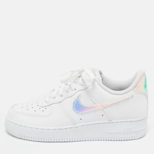 Nike White Leather Air Force 1 Low Top Sneakers Size 39