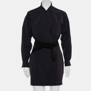 Norisol Ferrari Black Synthetic Paneled Belted Mini Dress M