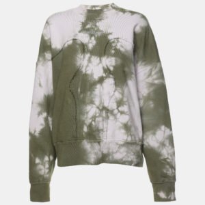 Off-White Green Tie Dye Cotton Knit Crew Neck Sweatshirt XS