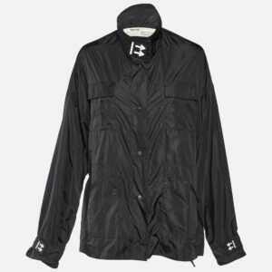 Off-White Black Logo Print Synthetic Track Jacket L