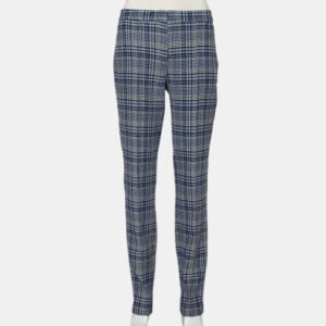 Off-White Blue & Grey Patterned Wool Zip Detail tapered Leg Pants M