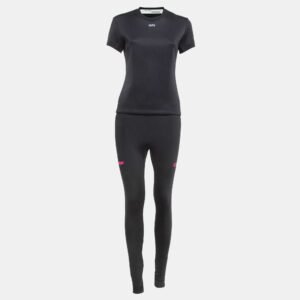 Off-White Black Jersey Active Wear T-shirt and Leggings Set S