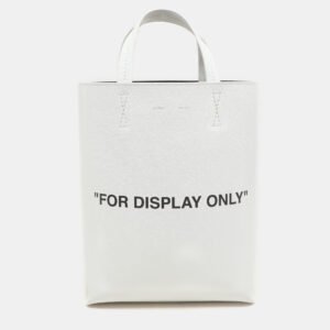 off-white white leather binder clip 'for display only' tote