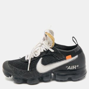 Off-White x Nike Black Knit Fabric Air VaporMax Sneakers Size 38