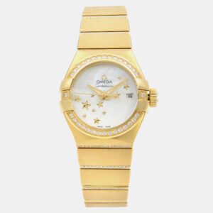 Omega White 18K Gold Constellation 123.55.27.20.05.002 Automatic Women's Wristwatch 27 mm