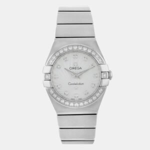 luxury-women-omega-used-watches-p1099300-005.jpg omega white mop stainless steel constellation 123.15.24.60.55.004 quartz women's wristwatch 24 mm