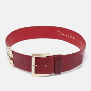 Oscar de la Renta Red Leather Waist Belt Medium