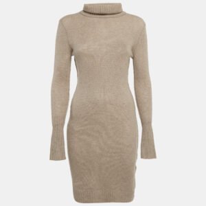 luxury-women-oscar-de-la-rentaslug-used-clothes-p1118090-002 Oscar de la Renta Beige Cashmere Turtle Neck Sweater Dress S