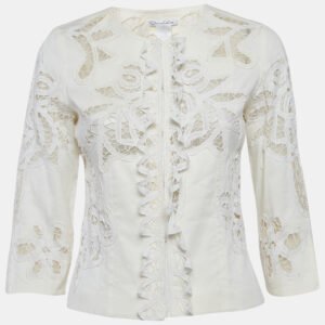 Oscar de la Renta Cream Lace Jacket S