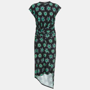 Paco Rabanne Black Floral Print Jersey Skirt and Top Set M