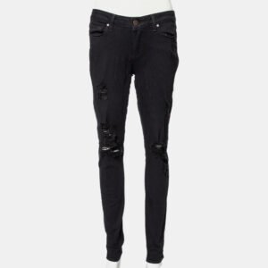 Paige Black Denim Ultra Skinny Distressed Verdugo Jeans M