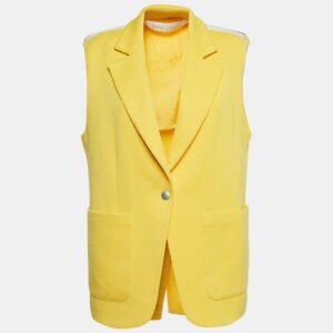 Palm Angels Yellow Cotton Blend Knit Sleeveless Jacket M