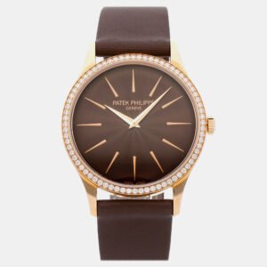 luxury-women-patek-philippe-used-watches-p1159060-006 Patek Philippe Calatrava 4897R-001 Manual Winding Rose Gold Brown Dial Women's Wristwatch 33mm
