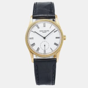Patek Philippe White Yellow Gold Calatrava 3796J Manual Winding Women's Wristwatch 31mm