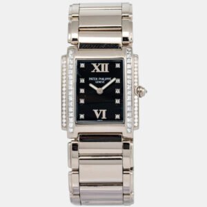 Patek Philippe Twenty-4 4910/20 Quartz Black Diamond Stainless Steel Women's Wristwatch 25 mm