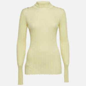 Petar Petrov Yellow Rib Knit Turtle Neck Sweater S