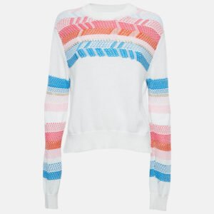 Peter Pilotto White Patterned Knit Full Sleeve Sweater M