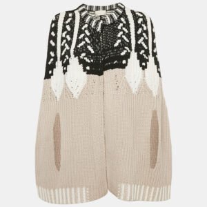 Peter Pilotto Beige Cable Knit Intarsia Poncho M